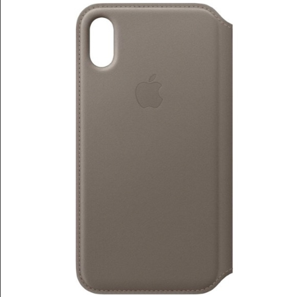 Apple iPhone X Leather Folio Taupe Case